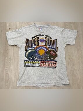 Vintage 1995 Super Bowl XXIX T Shirt Mens Medium Heather Grey 49ers vs Chargers